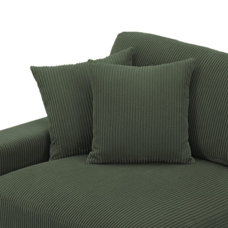Upholstered Corduroy Modular Sectional Sofa with 2 throw pillows
