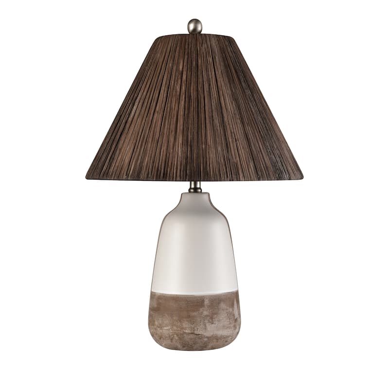 Elk Home Kirkover White Glazed With Woven Rattan Shade Table Lamp