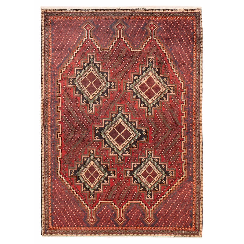 ECARPETGALLERY Hand-knotted Kayseri Vintage Red Wool Rug - 4'2 x 5'10 - Red - 4'2 x 5'10