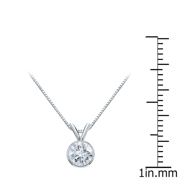 Auriya 14k Gold 1/2ct TW Round Bezel Set Moissanite Necklace Solitaire - 5 mm - 5 mm