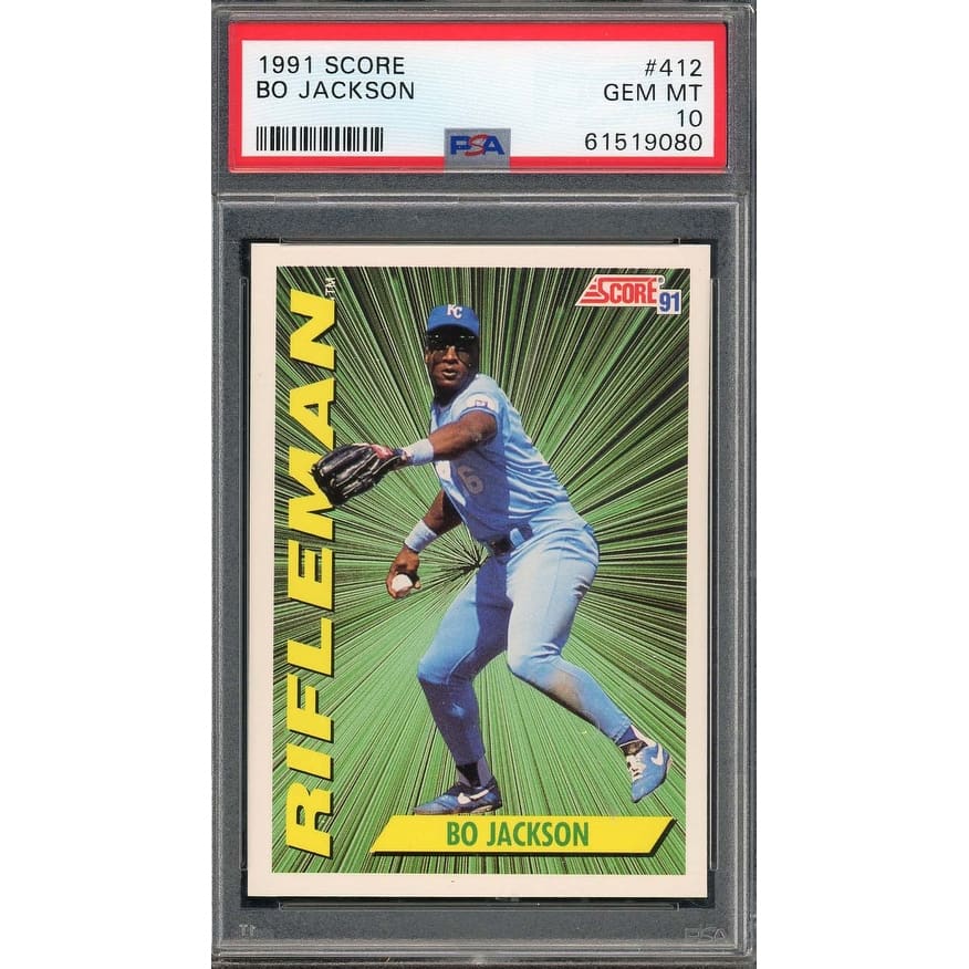 Bo Jackson 1991 Score Baseball Card #412 Graded PSA 10 - 8'6" x 11'6"