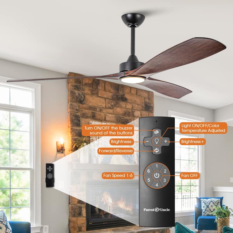 60-in Traditional Walnut 3-Blade Reversible Ceiling Fan with Light