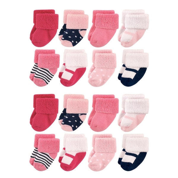 slide 1 of 1, Luvable Friends Baby Cotton Rich Terry Socks 16-Pack, Navy Mary Jane Navy Mary Jane - 0-6 Months