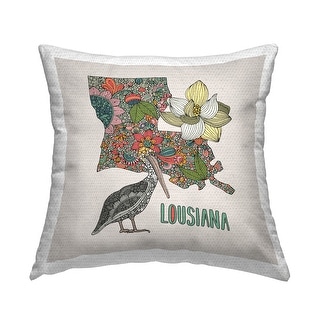 Stupell Louisiana Magnolia Blossom Pelican Printed Outdoor Throw Pillow ...