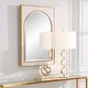 preview thumbnail 3 of 3, Beveled Arch Wall Mirror with Raised Edges - 38" - White and Gold