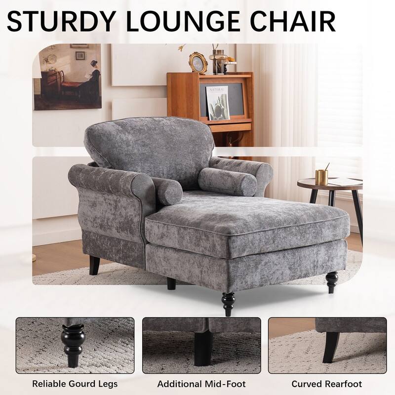 43.3" Chenille Upholstered Sofa Lounge Chair
