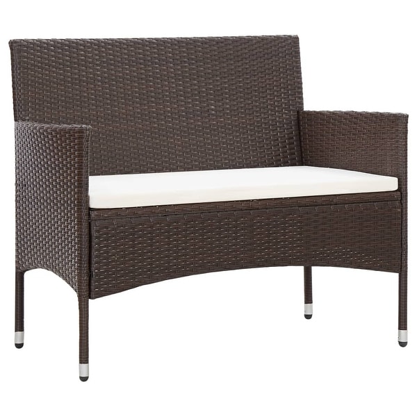 brown rattan garden bench