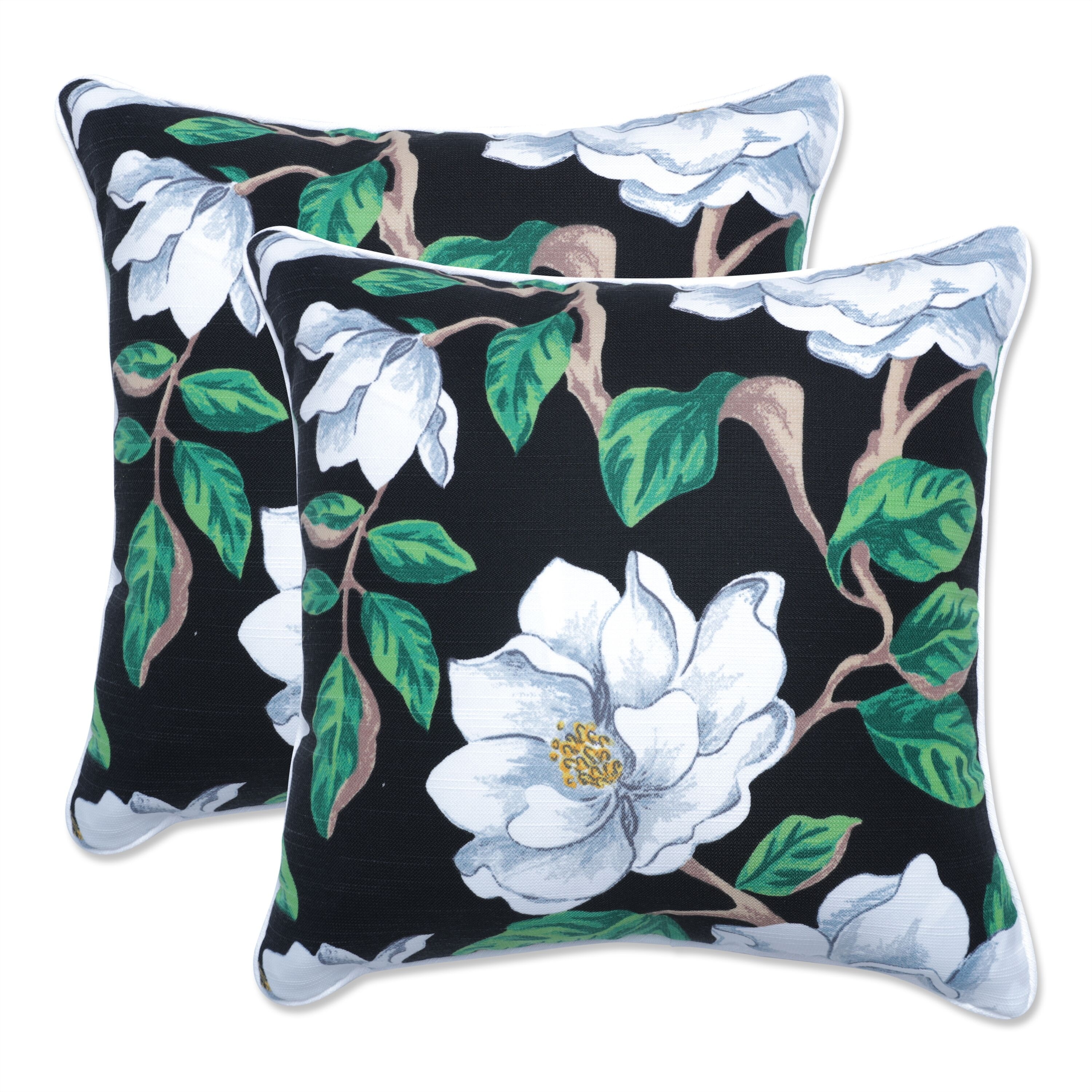 Magnolia Black 16.5 Inch Throw Pillow 16.5 X 16.5 X 5