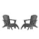 Laguna 4-Piece Adirondack Chairs with Ottomans Set - Grey