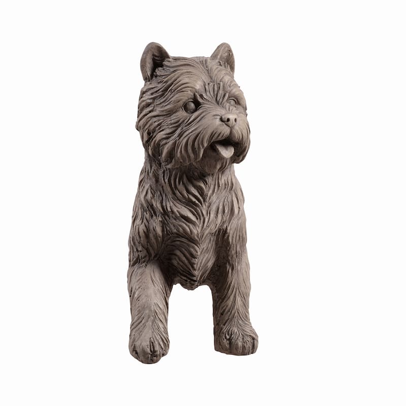 Hand-Painted Cairn Terrier Dog Outdoor Garden Statue - 15" - Gray