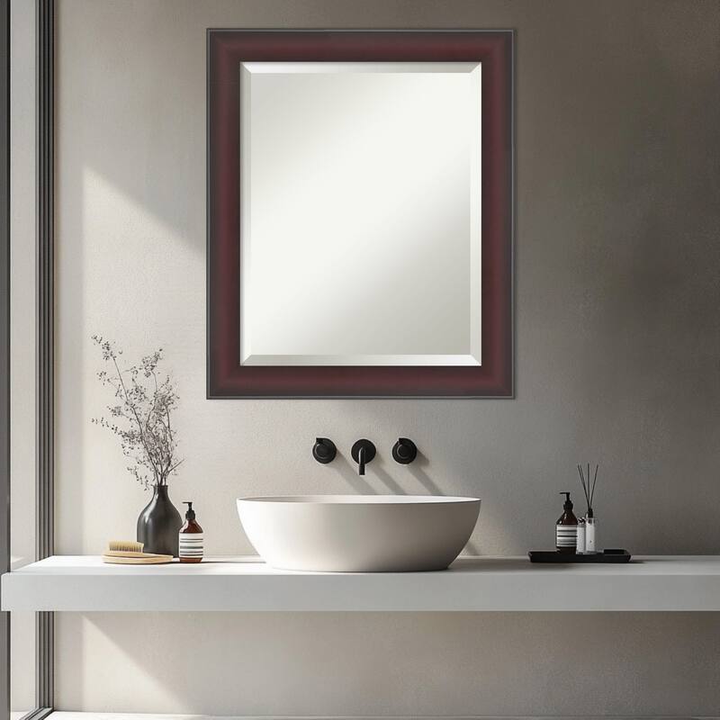 Grand Narrow Beveled Framed Bathroom Vanity Wall Mirror
