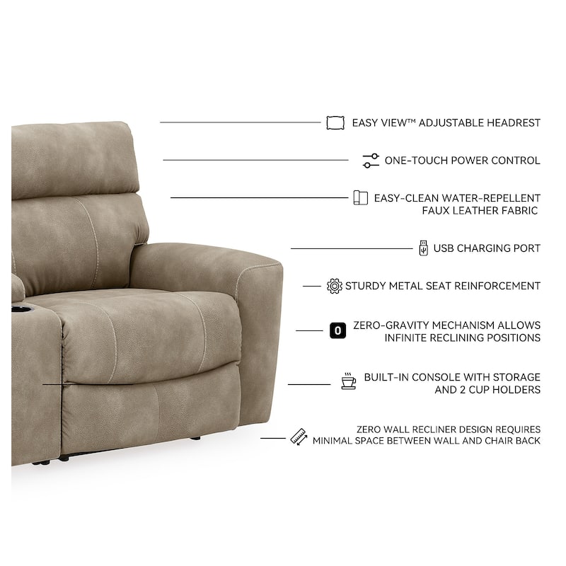 Signature Design by Ashley Next-Gen DuraPella 3-Piece Power Reclining Sectional Loveseat with Console - 91"W x 42"D x 42"H