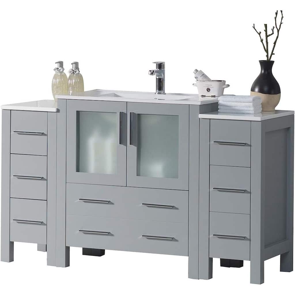 Blossom 54" Solid Wood Bathroom Vanity with Ceramic Sink & Storage