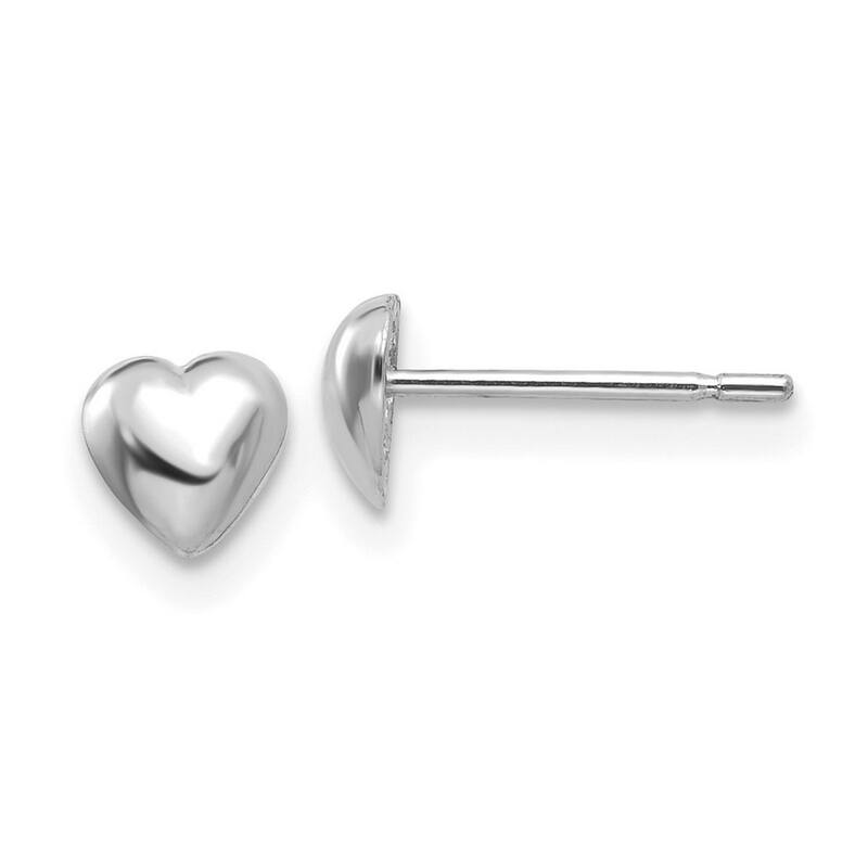 Curata 14k White Gold 5mm Small Polished Heart Post Earrings