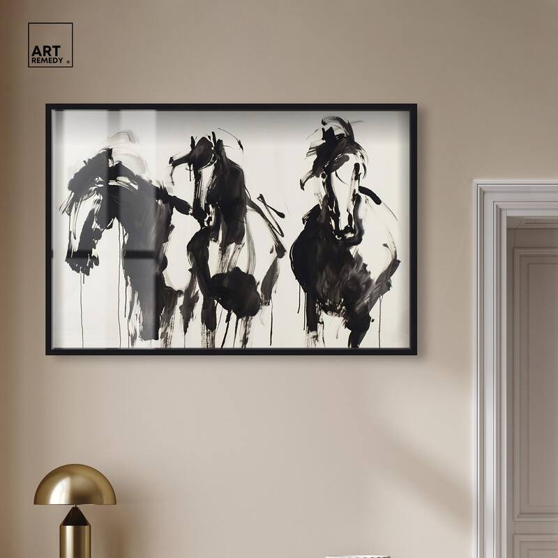 Horses in Ink Shadowbox by Art Remedy