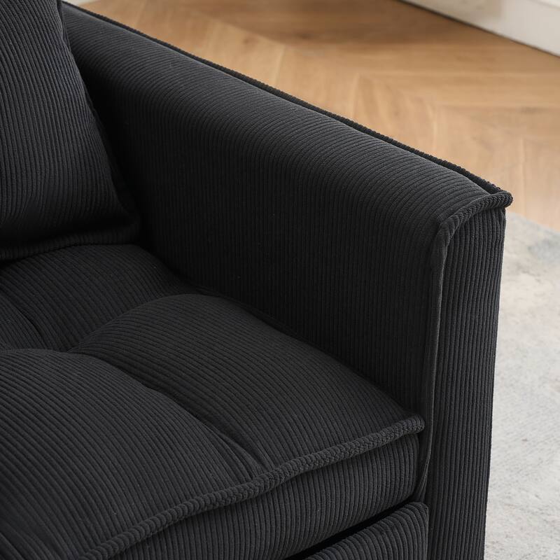 Corduroy Pull Out Loveseat Sofa Convertible Sleeper Love Seat Bed Adjustable Backrest Tufted Couch w2 Pillo & Pockets