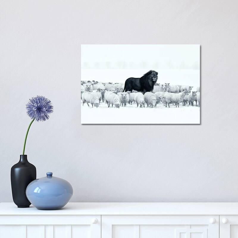 iCanvas "Lion Among Sheep" by Ruvim Noga Canvas Print - 12x18x1.5