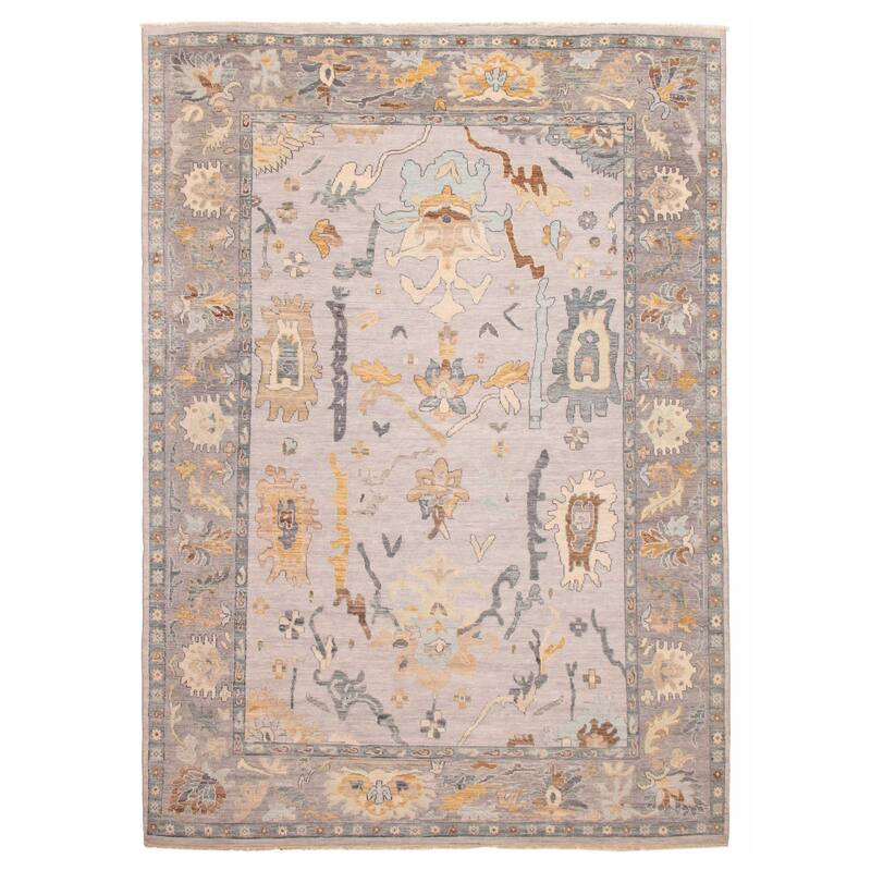ECARPETGALLERY Hand-knotted Modern Oushak Light Grey Wool Rug - 10' 1" x 14' - Light Grey - 10' 1" x 14' - Rectangle