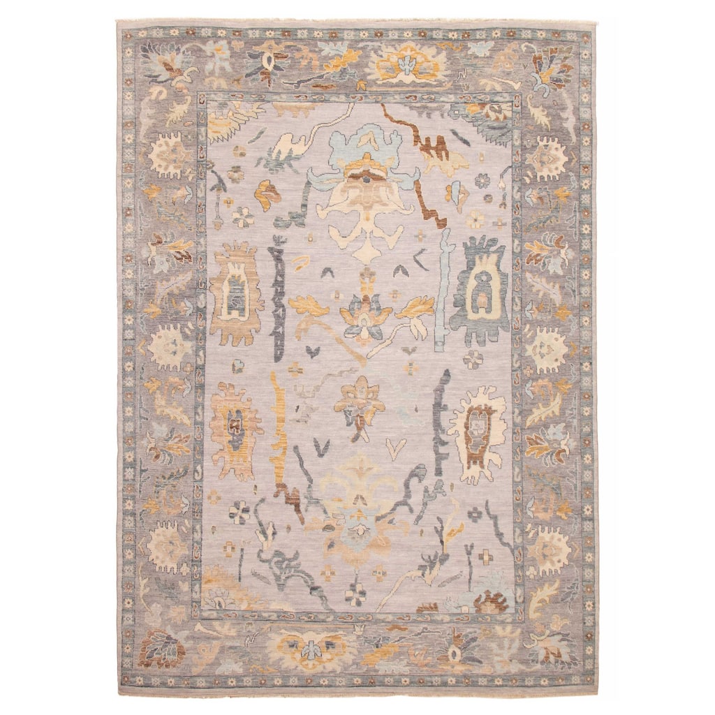 ECARPETGALLERY Hand-knotted Modern Oushak Light Grey Wool Rug - 10' 1" x 14'