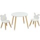 preview thumbnail 1 of 4, Round Kids' Table And Chair Set With Bear & Rabbit Backrests - N/A White