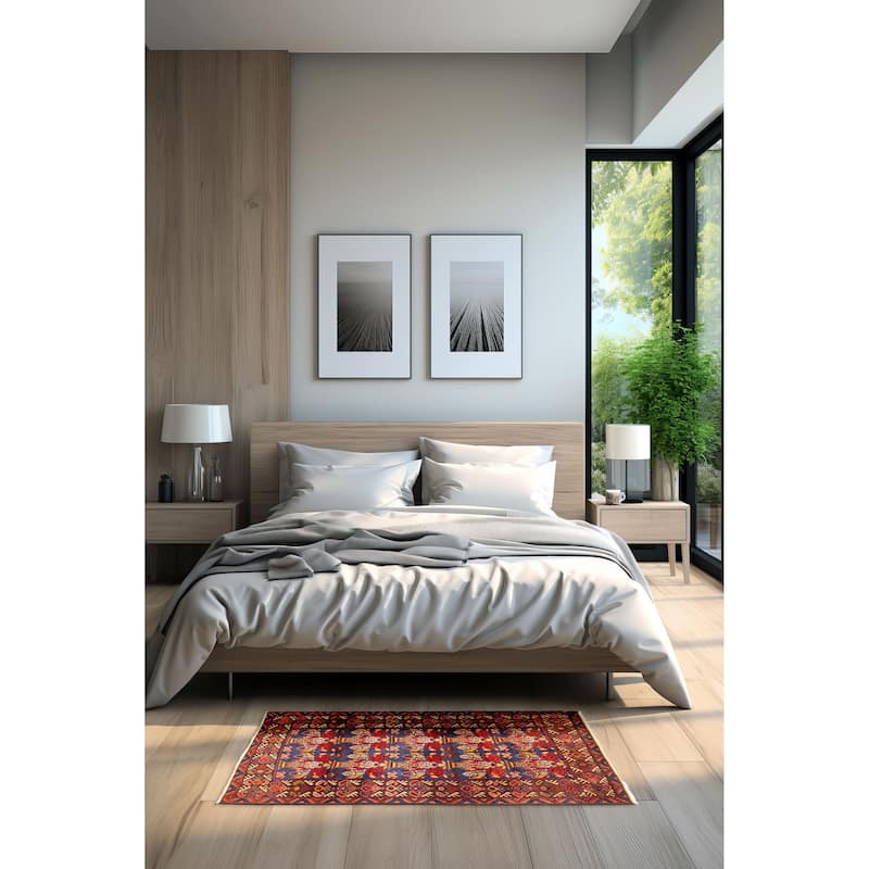 ECARPETGALLERY Hand-knotted Teimani Dark Navy Wool Rug - 2'10 x 4'6