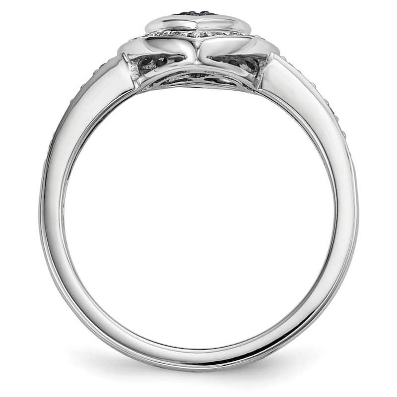 Curata 925 Sterling Silver Blue Diamond Small Love Heart Ring