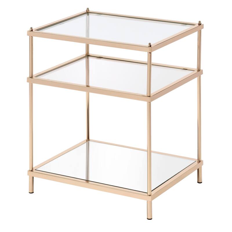 Scoles Contemporary 18-inch Glass Top 2-Shelf Side Table by Furniture of America