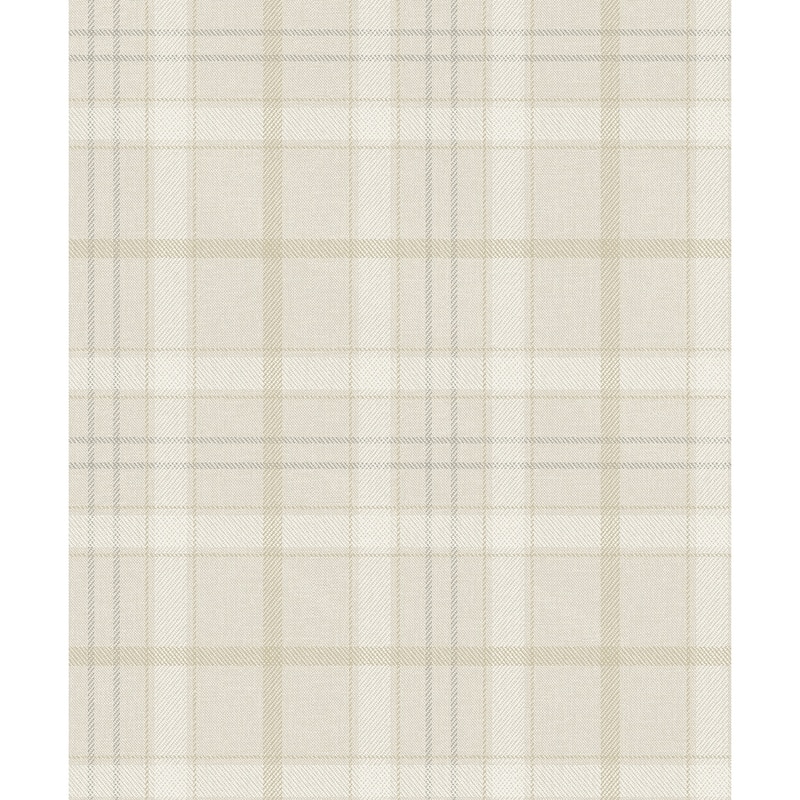 Seabrook Designs Tailor Plaid Prepasted Wallpaper - 20.9 in. W x 33 ft. L - Neutral