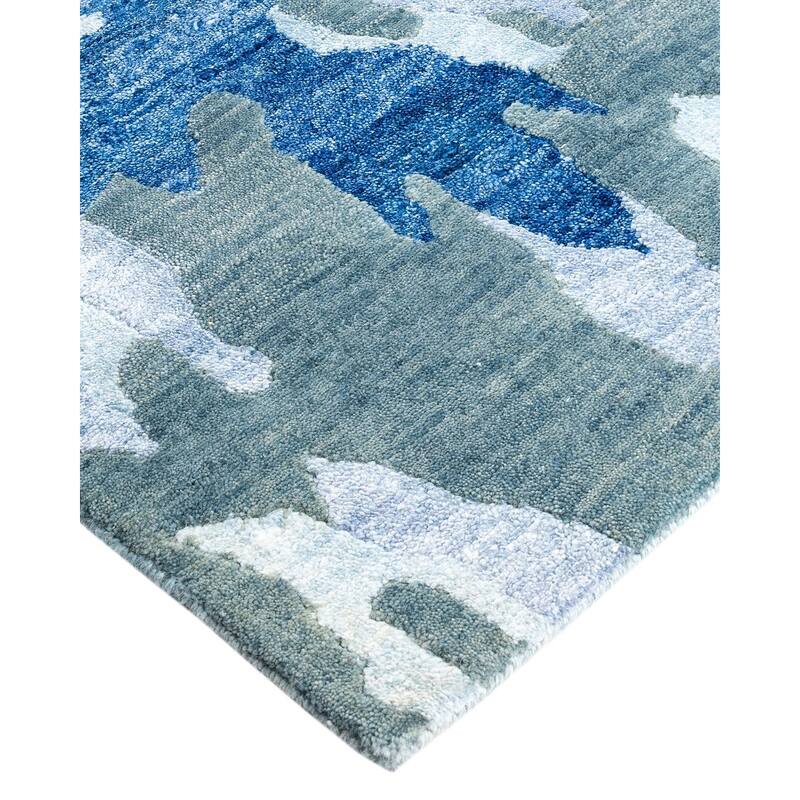 Modern One-of-a-Kind Hand-Knotted Area Rug - Gray, 9' 0" x 11' 10" - 9' 0" x 11' 10"