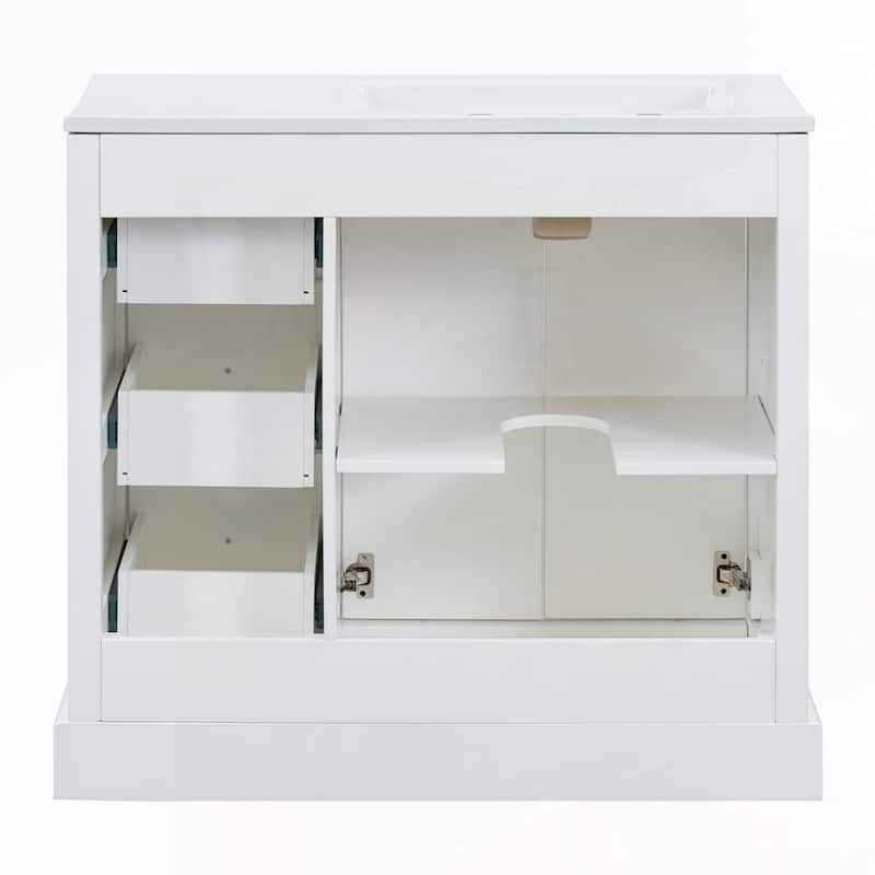 bathroom vanity with ceramic sink