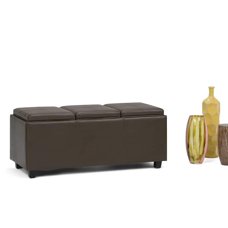 WYNDENHALL Franklin 42-in. Wide Contemporary Rectangular Storage Ottoman - Chocolate Brown