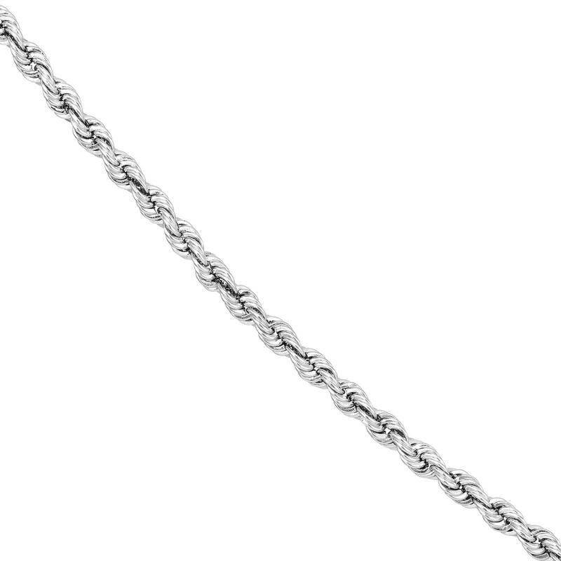 Curata 14k White Gold 2mm Hollow Rope Chain Necklace (Lobster)