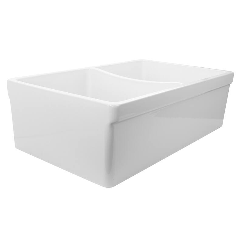 Highpoint Collection 50/50 Farmhouse Sink with Grids and Drains - 33 x 20 x 9.75