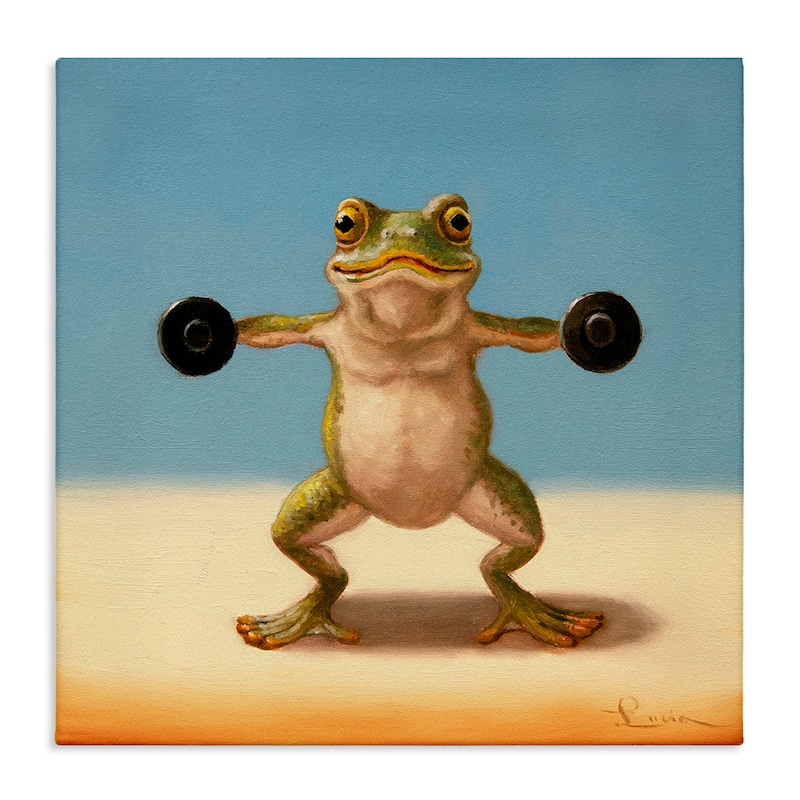 Stupell Exercise Weights Frog Canvas Wall Art Design By Lucia Heffernan - 36 x 36