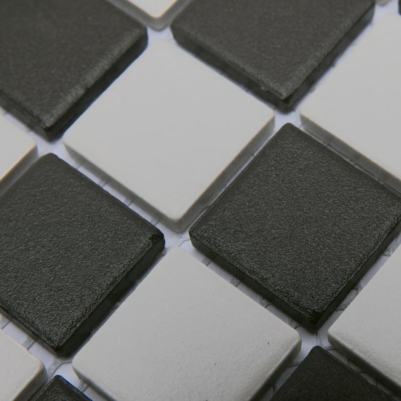 Merola Tile Gotham 1" Square Unglazed Black/White Checkerboard Porcelain Mosaic Floor & Wall Tile