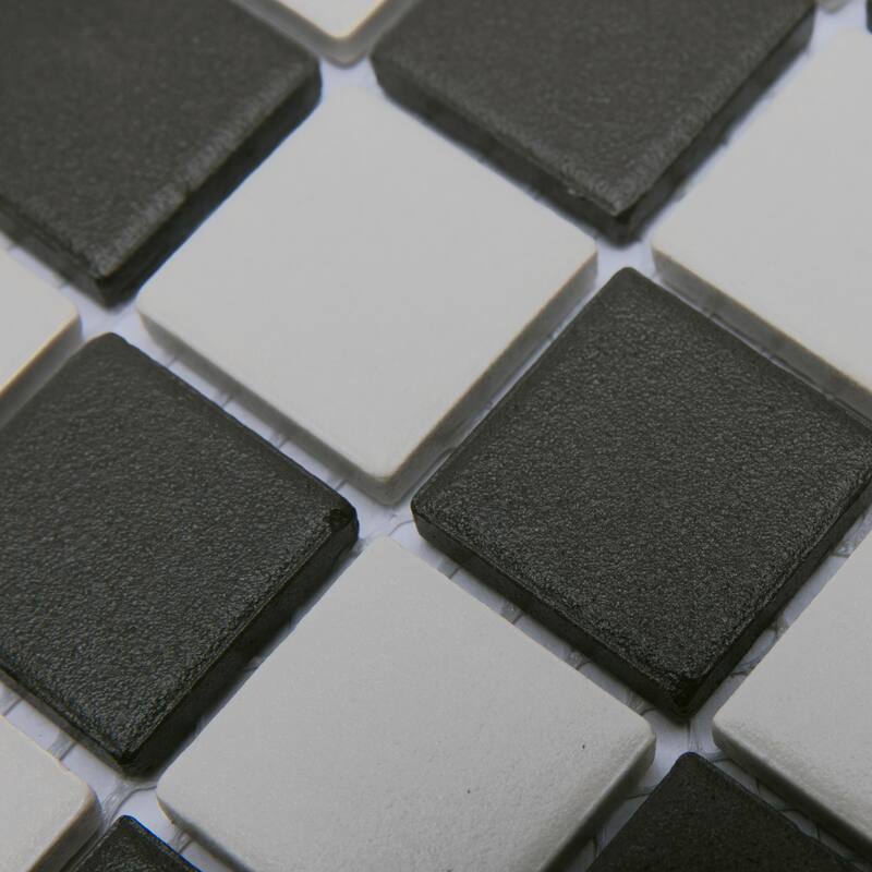 Merola Tile Gotham 1" Square Unglazed Black and White Checkerboard 11-3/4" x 11-3/4" Porcelain Floor and Wall Tile