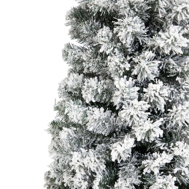 6' Flocked Green Pine Pencil Artificial Christmas Tree Unlit - 6 Foot