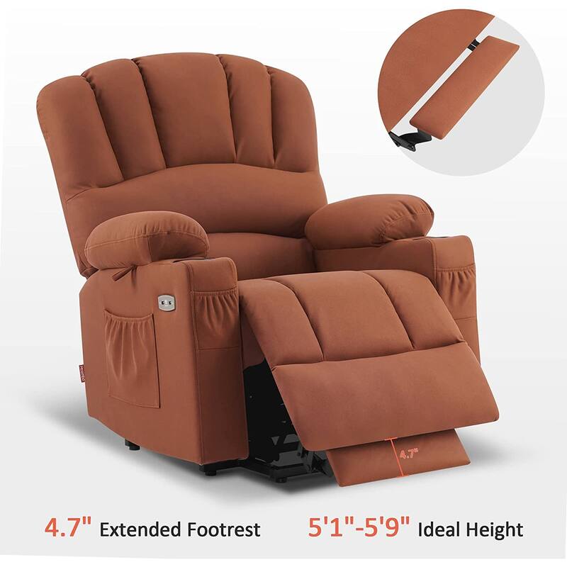 MCombo Power Lift Recliner Chair, Massage and Heat for Elderly, Extended Footrest,Cup Holders, USB Ports 7095