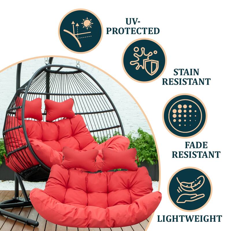Egg Swing Chair Cushion Durable Weather Resistant Polyester Fits 2 People by LeisureMod