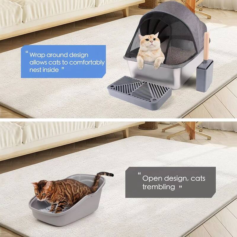 Modern Fabric Covered Cat Litter Box with Privacy Flap