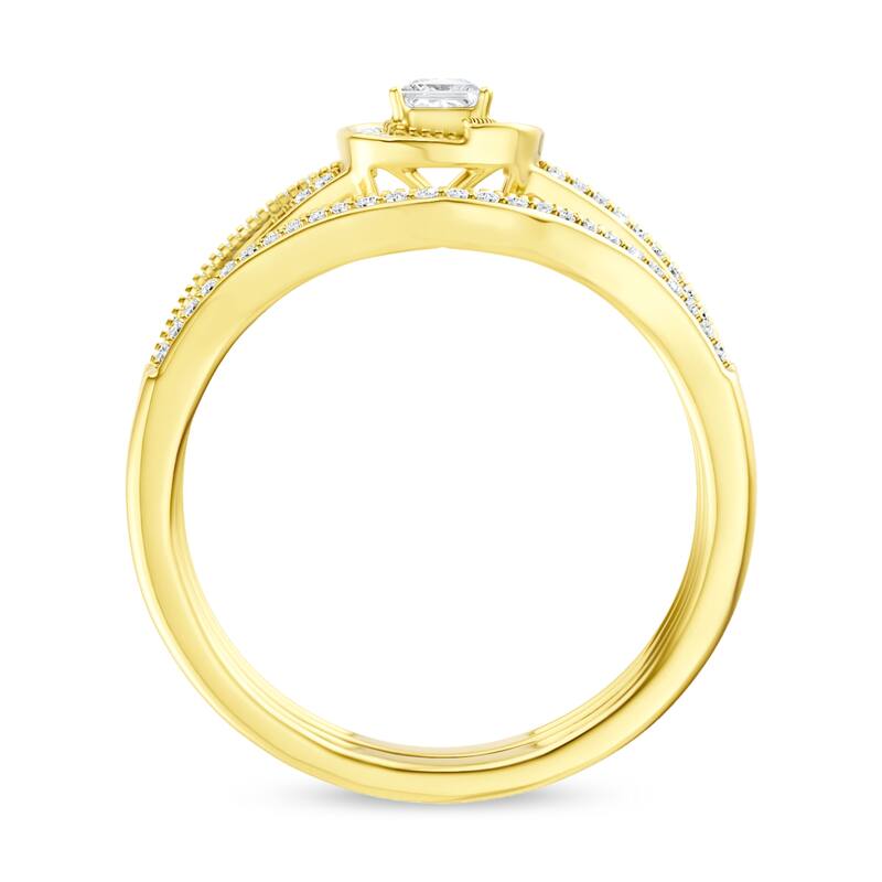 1/3ct TDW Diamond Halo Bridal Set in 10K Gold for Women