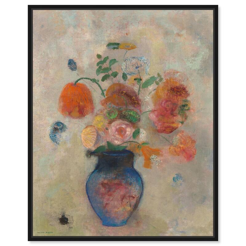 Vase with Flowers 1990 Canvas by Art Remedy - Black - 16" x 20"