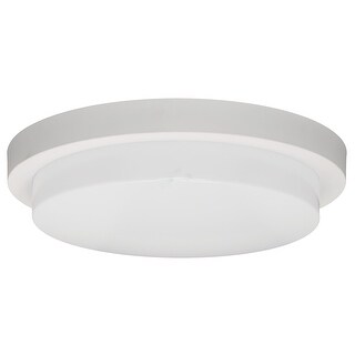 120V White Round LED Flush Mount Fixture with Dropped Lens Glass