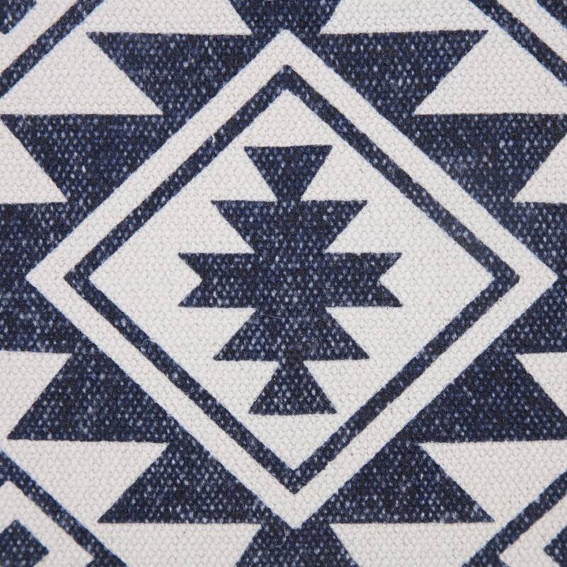 HomeRoots 20" X 20" Navy And White 100% Cotton Geometric Zippered Pillow