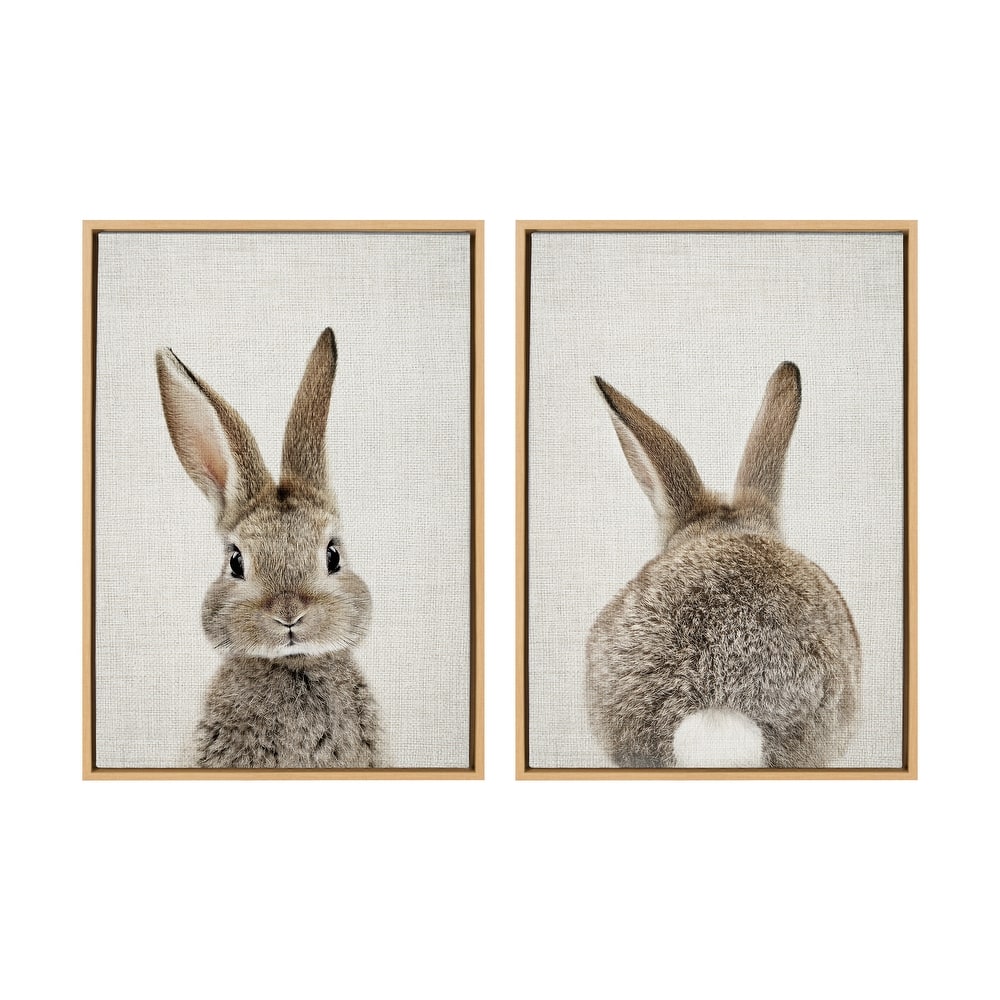 Kate and Laurel Sylvie Bunny Portrait Canvas Art Set by Amy Peterson