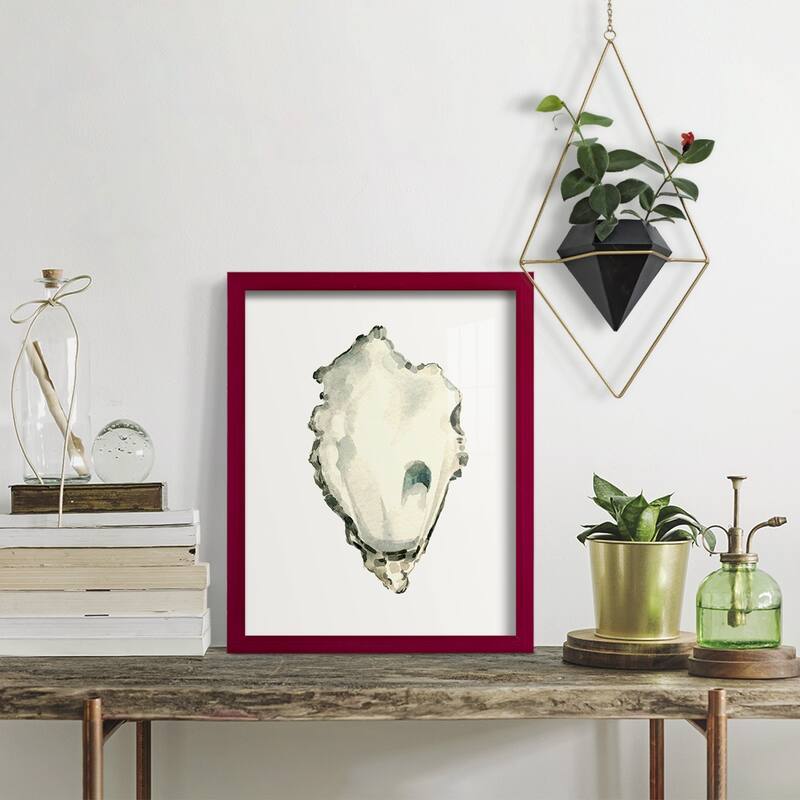 Neutral Oyster Study IV -Framed Print w/glass-Cherry Red