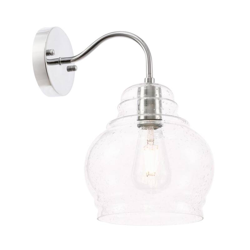 Windston 1-Light Clear Bubbled Glass Wall Sconce - Chrome