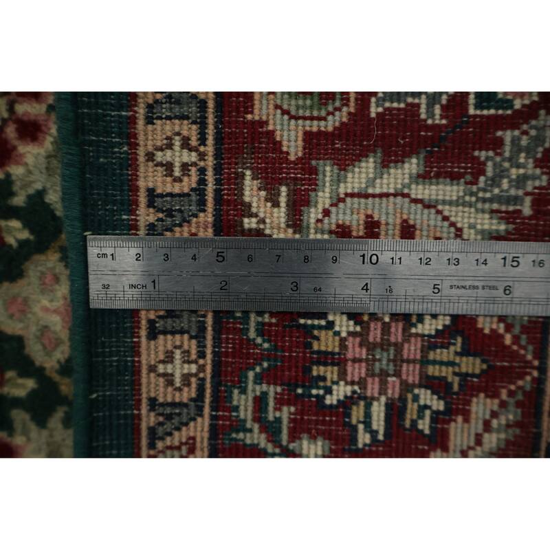 Hand Knotted Oriental 100% Wool Carpet Traditional Floral Green Agra Area Rug - 6' 2'' X 4' 1''