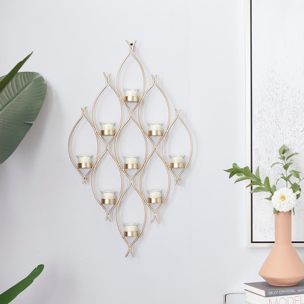 CosmoLiving by Cosmopolitan Bronze Metal Wall Sconces 32 x 18 x 3 - 18 x 3 x 32. Opens flyout.