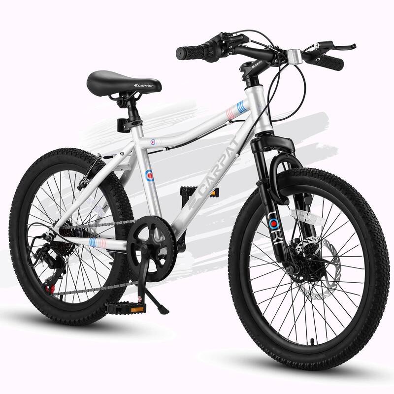 20-Inch Kids' Bike - 7-Speed, Boys & Girls Mountain Bike for Ages 6-12 - White
